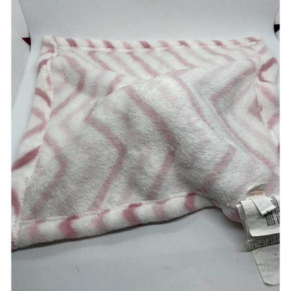Bunny Rabbit Security Blanket Lovey White Pink Chevron Zigzag Stripes Lovie - Picture 2 of 3